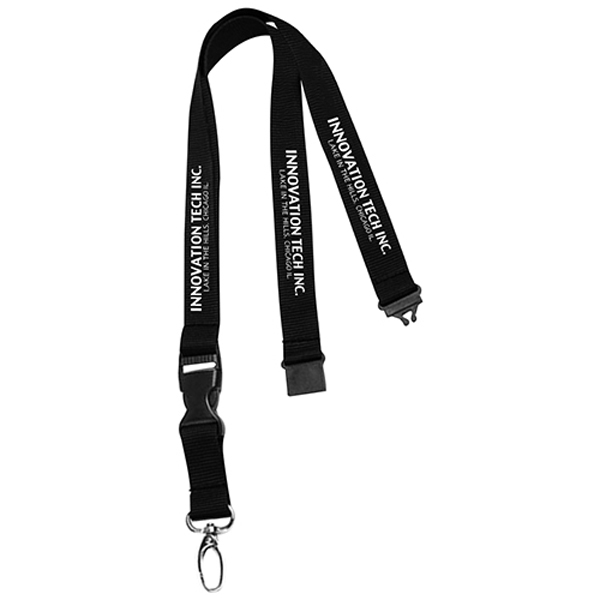 075LanyardwithBuckleReleaseandSafety-Black