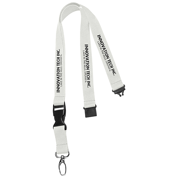 075LanyardwithBuckleReleaseandSafety-White