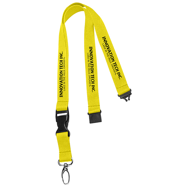 075LanyardwithBuckleReleaseandSafety-Yellow