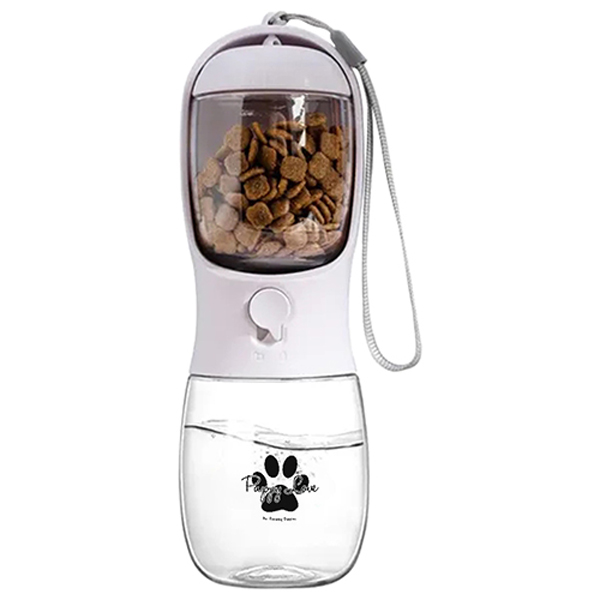 10ozPetWaterBottlewithFoodContainer-Clear