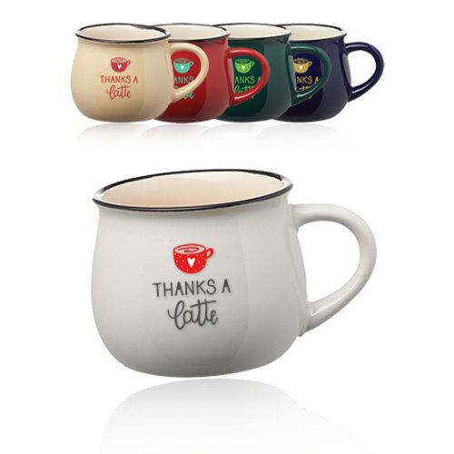 12 oz. Two Tone Glossy Pottery Coffee Mugs
