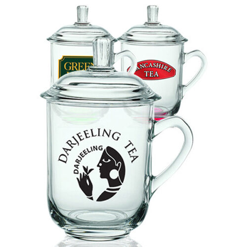 13 oz. Glass Tea Cups with Lids