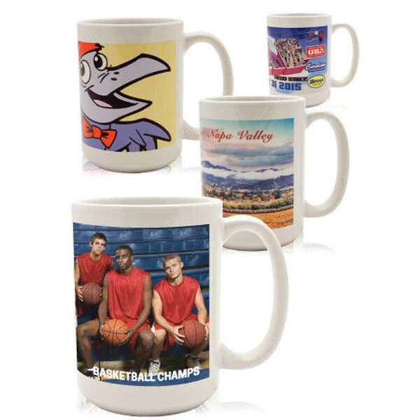 15 oz. Full Color Wrap Around Ceramic Mugs