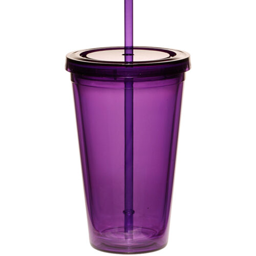 16 oz. Double Wall Acrylic Tumblers With Straws