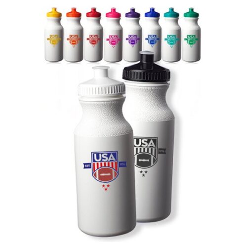 20 oz. White Water Bottles with Push Cap