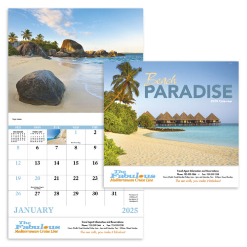 Beach Paradise 13 Month Stapled Calendar