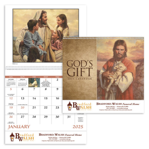 God's Gift 13 Month Spiral Calendar with Funeral Sheet