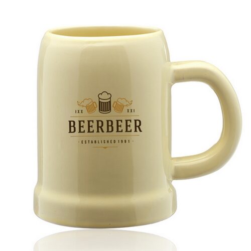 24 oz. Beige Ceramic Beer Mugs