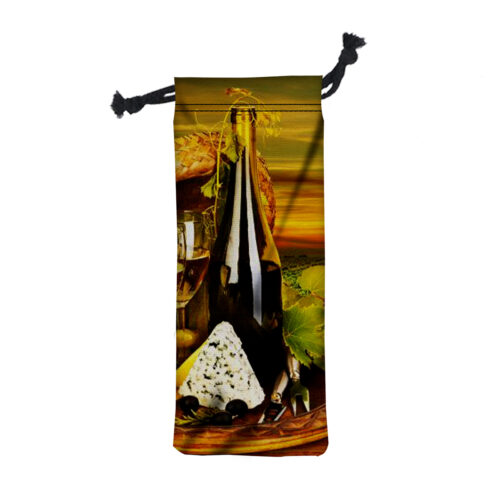 6" W X 15.5" H Wine Drawstring Canvas Bag