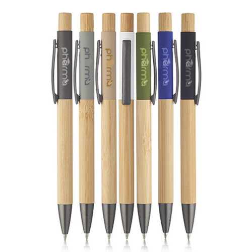 Aluminum Ball Point Pens with Bamboo Barrel