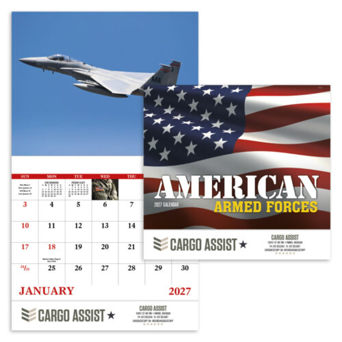 American Armed Forces 13 Month Stapled Calendar