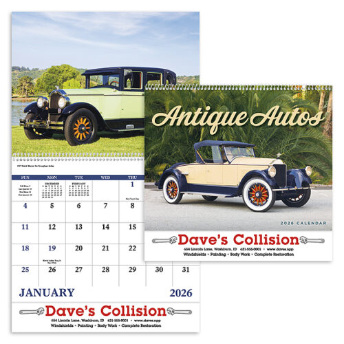 Antique Autos 13 Month Spiral Calendar