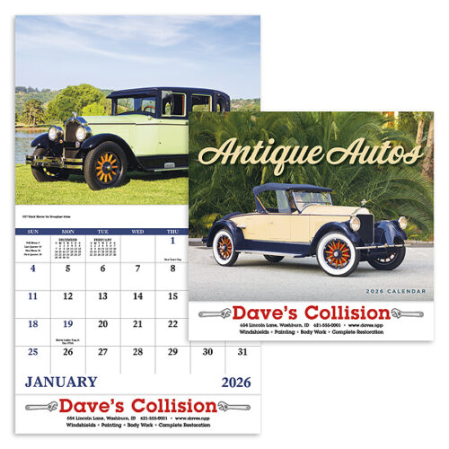 Antique Autos 13 Month Stapled Calendar
