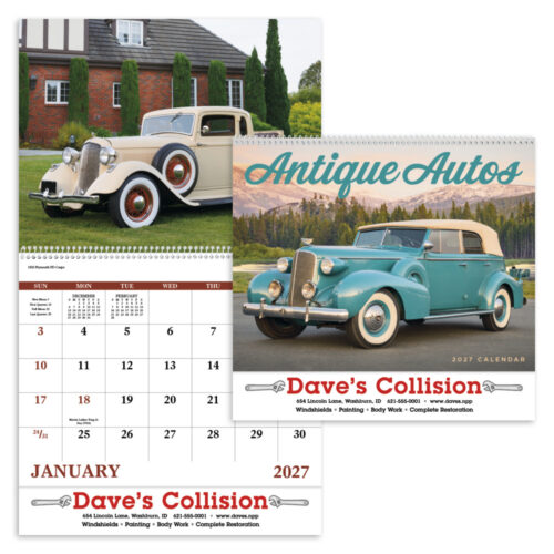 Antique Autos 13 Month Spiral Calendar