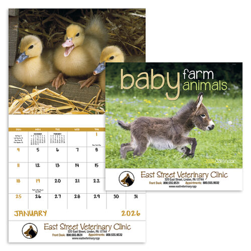 Baby Farm Animals 13 Month Stapled Calendar