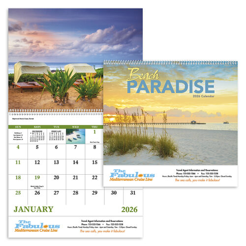 Beach Paradise 13 Month Spiral Calendar