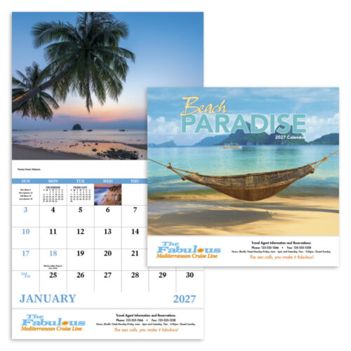 Beach Paradise 13 Month Stapled Calendar
