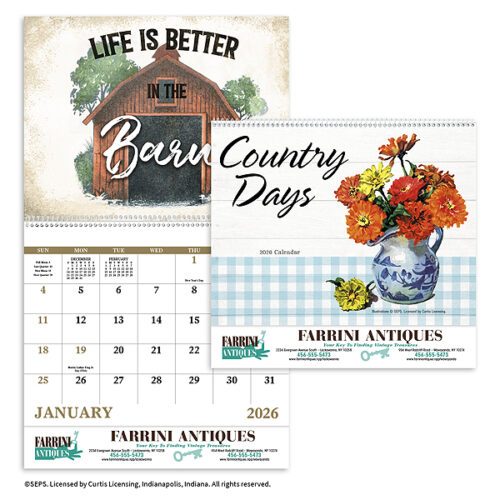 Country Days 13 Month Spiral Calendar