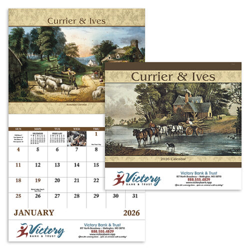 Currier & Ives 13 Month Stapled Calendar