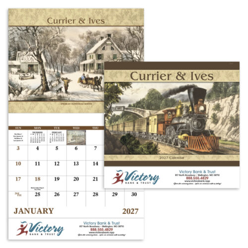 Currier & Ives 13 Month Stapled Calendar