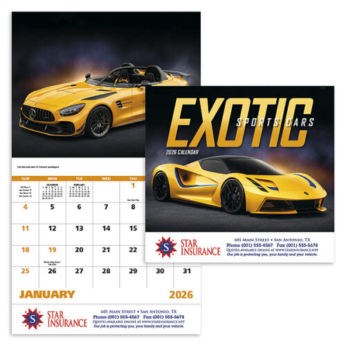 Exotic Sports Cars 13 Month Stapled Calendar