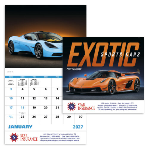 Exotic Sports Cars 13 Month Stapled Calendar