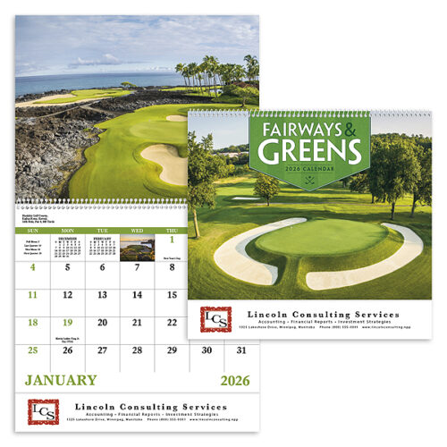 Fairways & Greens 13 Month Spiral Calendar