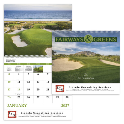 Fairways & Greens 13 Month Spiral Calendar