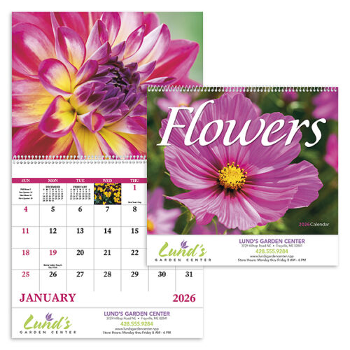 Flowers 13 Month Spiral Calendar