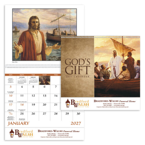 God's Gift 13 Month Spiral Calendar with Funeral Sheet