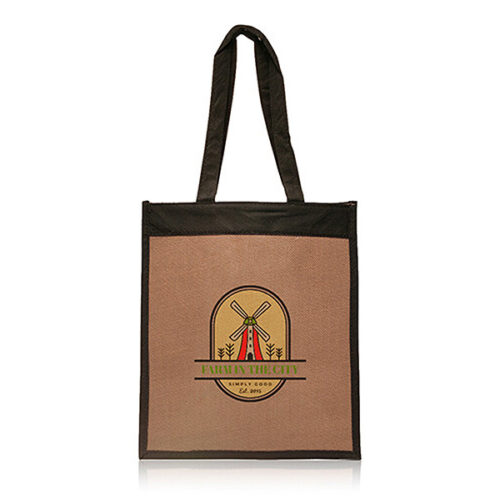 Jute Color Panel Tote Bags