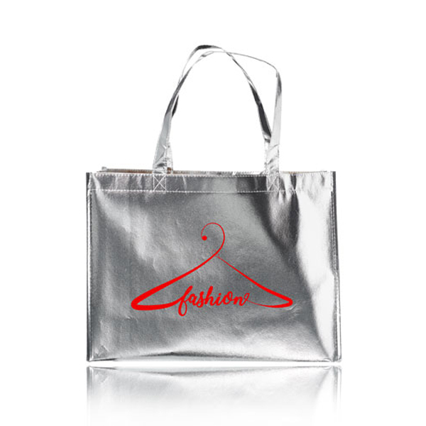 KendraMetallicLaminatedShoppingBags-Silver