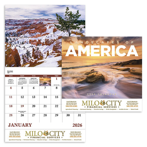 Landscapes of America 13 Month Stapled Calendar