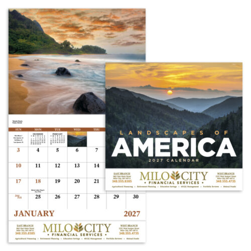 Landscapes of America 13 Month Stapled Calendar