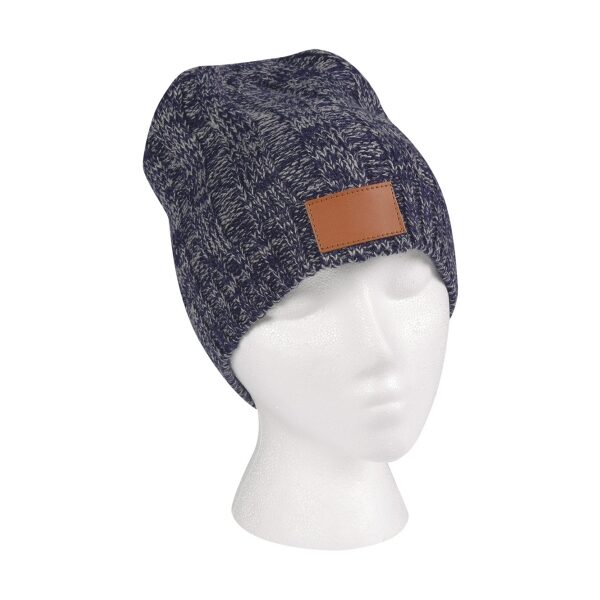 Knit Beanie With Leatherette Patch