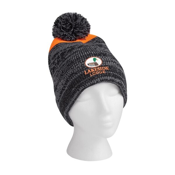 Knit Heathered Pom Beanie With Cuff