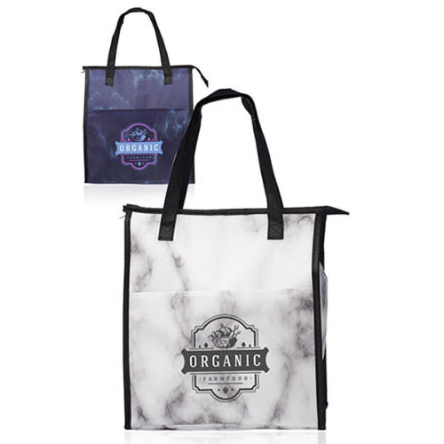 Marble Insulated Tote Bags with Pocket