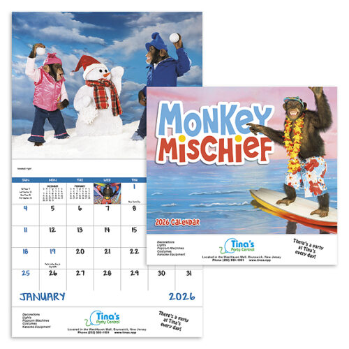 Monkey Mischief 13 Month Stapled Calendar