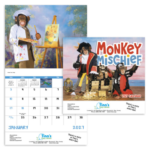 Monkey Mischief 13 Month Stapled Calendar