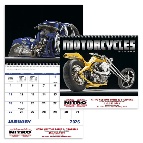 Motorcycles 13 Month Spiral Calendar