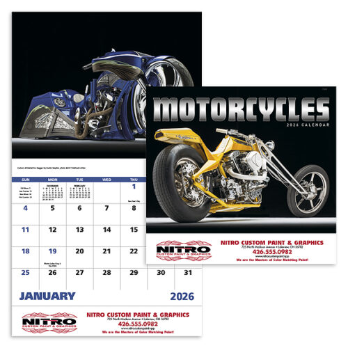 Motorcycles 13 Month Stapled Calendar