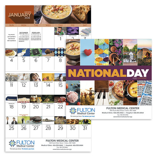 National Day 13 Month Stapled Calendar