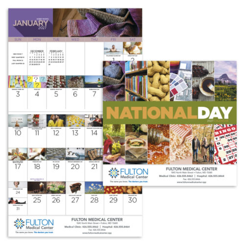 National Day 13 Month Stapled Calendar