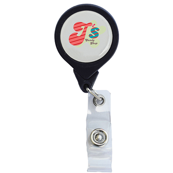 NoTwistRoundRetractableBadgewithBulldogClip-Black