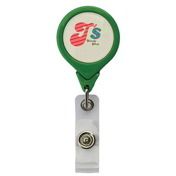 NoTwistRoundRetractableBadgewithBulldogClip-Green