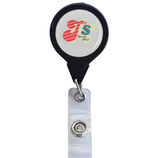 NoTwistRoundRetractableBadgewithBulldogClip-Navy