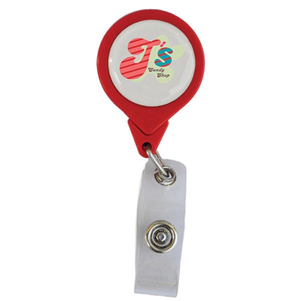 NoTwistRoundRetractableBadgewithBulldogClip-Red