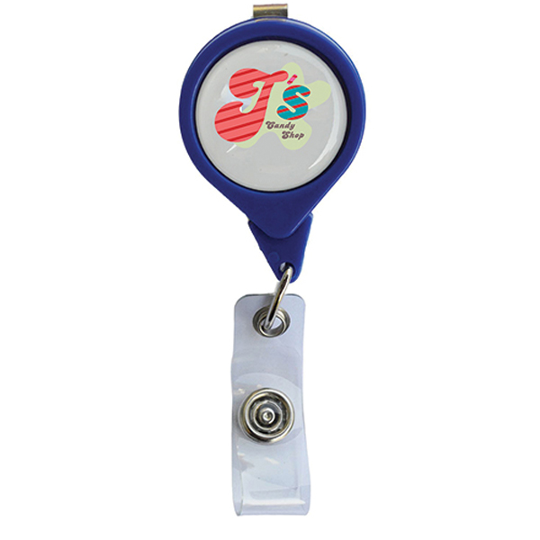 NoTwistRoundRetractableBadgewithBulldogClip-Royal