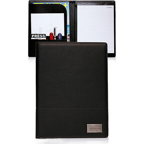 Plaque Stitched Leather Portfolios