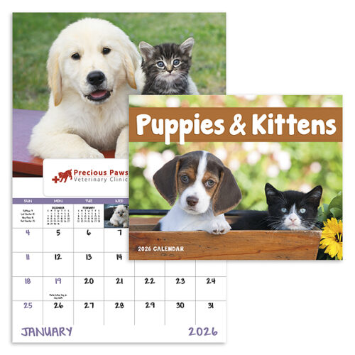Puppies & Kittens 13 Month Window Calendar